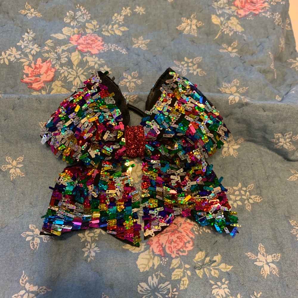 Brand New Rainbow Sequins Cheer Bow💕